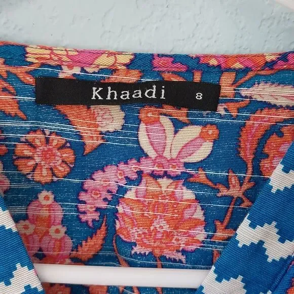 Khaadi Women's Intricate Multicolor Damask Print Shark Hem Trapeze Top - Picture 7 of 9